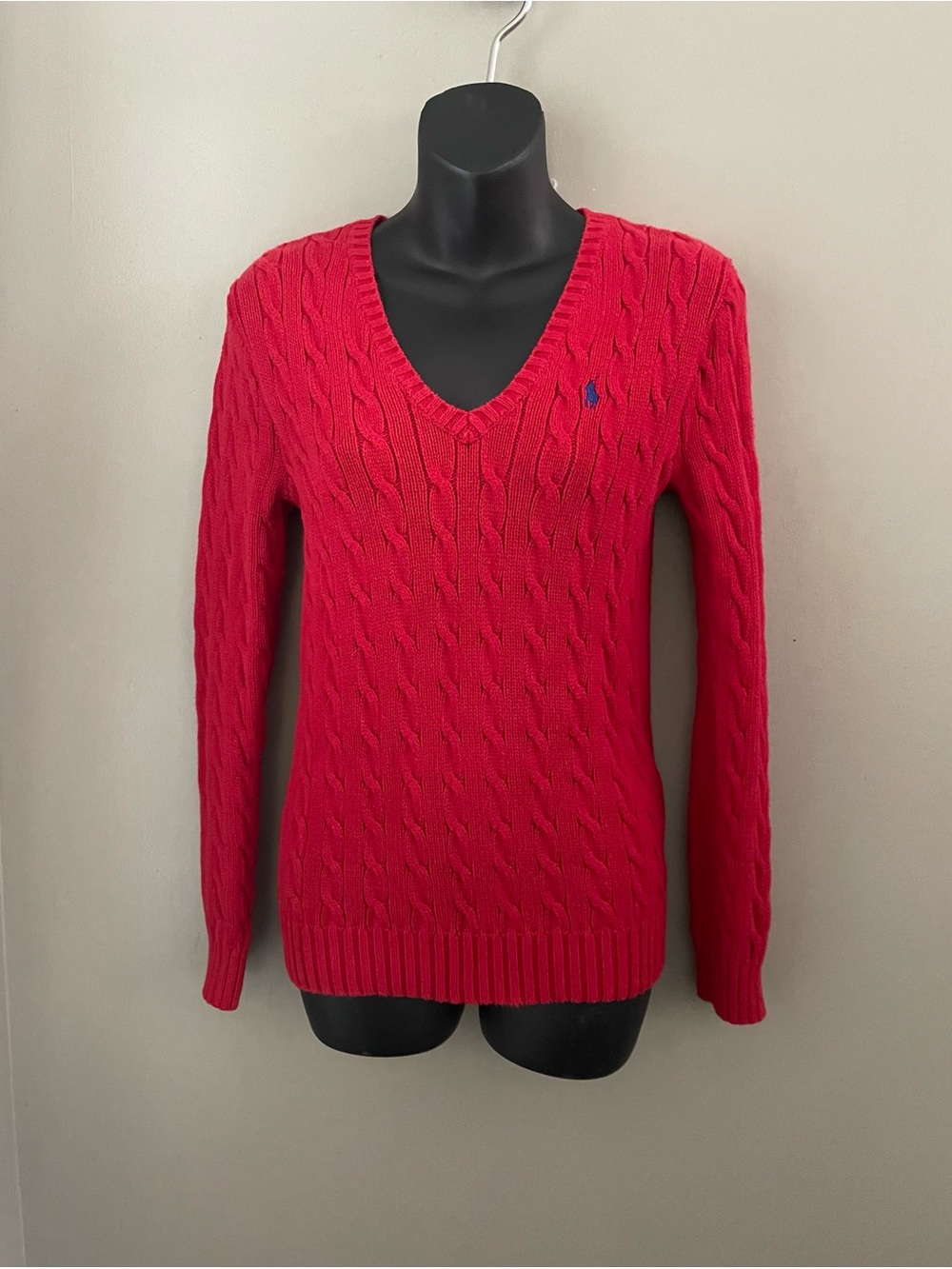 Ralph Lauren Red Cable Knit Sweater